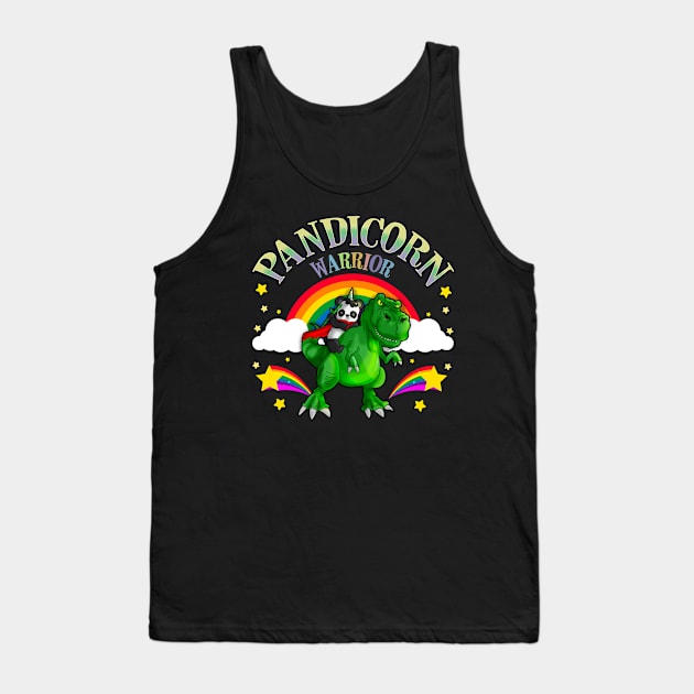 Pandicorn Warrior Panda Bear T Rex Dinosaur Tank Top by E